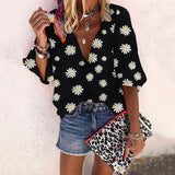 Women 2020 Spring Summer Floral Print Womens Tops And Blouses V-neck Long Sleeve Office Shirts Streetwear Plus Size