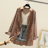 Sunscreen Plaid Shirt 2025 Spring And Summer New Lady Loose Checker Shirt Student