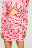 Vintage Print Floral Mini Dress For Women Round Neck Long Sleeve Cut Out High Waist Pleated Dresses Female 2023 Clothing