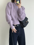 Women's Zipper Up Mock Neck Crop Knit Cardigan Autumn Winter 2022 Loose Casual Thick Sweater