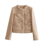 New Women's Coarse-Spinning Pure Color Casual Coat Short Coat