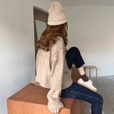 Korean Sweater Women Cardigan Spring Autumn Knitted Ribbed O-Neck Cropped Cardigans Ladies Single Breasted Casual Fashion
