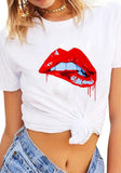 White Streetwear O-Neck Short Sleeves Printed