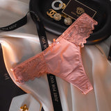Empty Trousers V Flash Diamond Buckle Lace Side Trousers Without Trace Ice Splicing Lace Lady