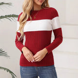 Wish Autumn And Winter Explosion Women's Clothing Women's Knitted Long-Sleeved Color Repair