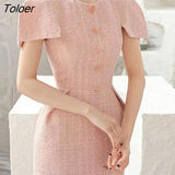 Embroidery Flower Dress Women 2023 Short Sleeve Party Vestido Lady Clothing Vacation O-neck Pink Lace