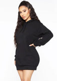 Black Blank Hooded Long Sleeve Sweatshirt