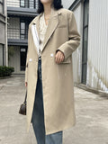 Fashion Women's Trench Coat Topstitched Contrast Color Double Breasted Long Sleeve Windbreaker Autumn 2023 New