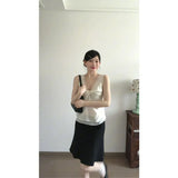 Spice Girls Kinesi V-Neck Vest Small Top With Stylish Simple A-Word Thin Fishtail Half-Dress Woman