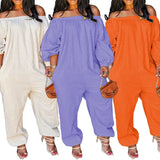Size S-4xl Jumpsuit Women Elegance Wholesale Off Shoulder Solid Casual Sweet Loose Overalls One Piece Outfits