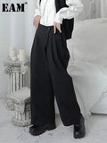 High Waist Black Pleated Stitch Long Wide Leg Trousers New Loose Fit Pants Women Fashion Tide Spring Autumn 2023
