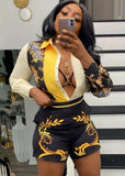 Print Retro Blouse and Matching Short