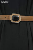 Fashion Women's PU Leather Belt Diamond Decoration Pearl Dress Belt Solid Color Belts All Season 2023 Trend New