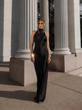 Summer New Women's Pure Color Tie With Waist Temperament Fashion Dress