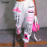 Pink Cartoon Girl Printed Sweatpants Women Wide Leg Pants High Waisted Loose Joggers Harajuku Fashion Teens Bottom