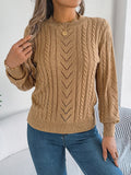 Shooting Autumn And Winter Casual Pure Color Hollow Lantern Sleeve Sweater Women's