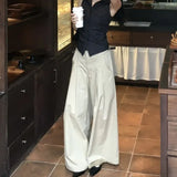 Sexy Babes POLO Necked Striped Slings With Casual Trousers Two-Piece Suit