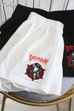High waist shorts Anime Hip hop Print Casual Women's shorts Black High Waist fashion Shorts female Summer Woman
