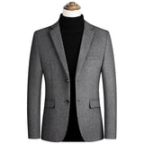 Brand Men Wool Blend Blazers Autumn Men High Quality Fashion Solid Color Suit Jacket Slim Casual Wool Blazer