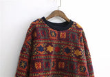 2023 New Fashion Vintage Urban Casual Lambswool Sweater O-Neck Long Sleeve Loose Pullover Sweater For