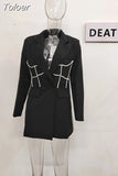 Fashion Women's Blazer New Notched Long Sleeves Solid Spliced High Waist Slim Suit Jackets Female Tide Summer 2023