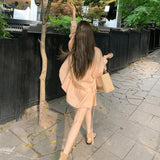 Style Suit Temperament Loose Long-Sleeved Shirt Women's Summer New High-Waisted Thin Shorts