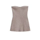 Throttling Knitted Vest 2025 Spring Sexy Shoulder High Bullet-Tendered Women's