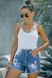 Hem Denim Shorts with