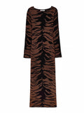 New Women's Fashion Elegant Round-Collar Knitted Long Dress Leopard Dress Dress