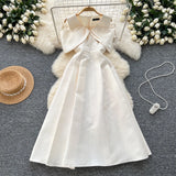 Elegant Dress Women's Dinner Party Dress Hearty Shoulder V Neck Waist Temperament Elegant