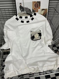Loose Patchwork Pockets T Shirt For Women Round Neck Short Sleeve Colorblock T Shirts Female Clothing Fashion