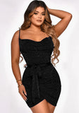 Sexy Strap Sleeveless Solid Pleated Mini Club