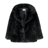 Solid Collar Faux Fur Coat-Outfit