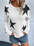 And Winter Loose Round Collar Star Pattern Knitted Long-Sleeved