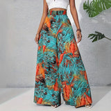 Ladies Pants Tropical Holiday Wind New Fashion Leisure Comfortable High-Waist Broad Leg