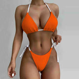 Solid Color Swimsuit Women Swimwear Summer 2022 Sexy Bikini Hollow Out Swimsuit Thong Biquini Bikini Set Bathing