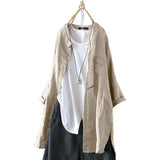Womens Shirts 2022 ZANZEA Vintage Cotton Tunic Casual Long Sleeve Shirt Button Cardigans Female Soid Patchwork Tops Plus