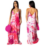 Toloer New Women's Casual Loose Print Cotton Slip Dress-Outfit