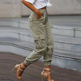 Yskkt Cargo Pants Women High Waist Spring Autumn Pocket Slim Sweatpants Fashion Streetwear Long Overalls Pant Elastics