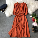 Spring New V Neck Summer Midi Long Dress Vestido De Festa Evening Party Bandage Women Casual Elegant High Waist