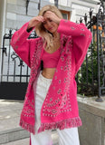 Print Boho Fringe Jacket with
