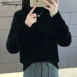 Winter Sweater Women Warm White Turtleneck Fluffy Women's Jumper Winter Pull Sweaters For Women Knitted Sweater Woman