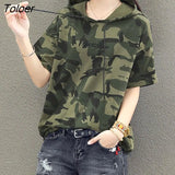 T-shirt Women Camouflage Short-sleeved Cotton T Shirt Summer Korean Style Tops Loose Thin Camouflage Uniform Student