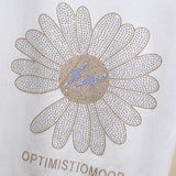 Fashion Ins Hot Rhinestone Loose T-shirt Women 2023 Summer Small Daisy Short Sleeve Sun Flower Cotton Tshirt