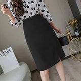 Elegant Vintage Women Skirt Office Work Wear Casual Summer High Waist Skirts Fashion All-match Slim Street Saia