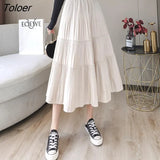 Skirts Women Ulzzang Spring Autumn Patchwork Fashion Solid Sweet Females All-match High Street Folds Newest Casual