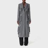 Toloer 2024 New Fashion Temperament Multi-Pocket Decoration Design Sense Long Suit Jacket Show Thin Suit Jacket-Outfit