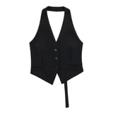 New Single-Breasted Shoulder Buckle Collar Halter Vest 7926446-Outfit
