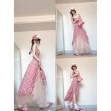 Floral Sling Dress Female Design Sense Niche Lotus Side Temperament Waist Dress Two