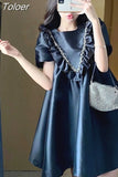 Vestidos De Mujer Summer Woman Dress Y2k Clothes O-neck Short Sleeve Ruffles Robe Loose Sweet Dresses Vestido